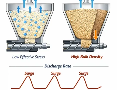 Deaeration lag, why “easy flowing” powders still surge