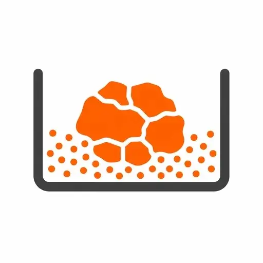 Icon representing caking or hardening