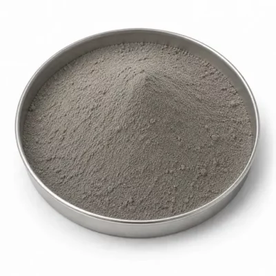 Cementitious construction-printing feedstock in a stainless steel sample dish