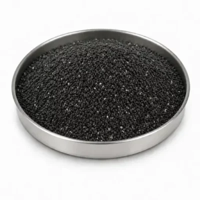 Composite and filled polymer feedstock in a stainless steel sample dish