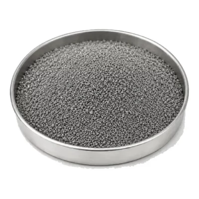 Representative thermal-spray coating powder in a shallow stainless steel sample dish