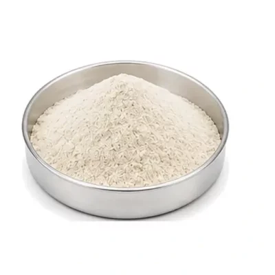 Representative milk replacer and soluble feed powder in a shallow stainless steel sample dish