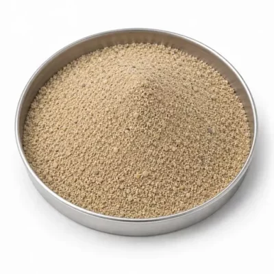 Fine aggregate and manufactured sand in a stainless steel sample dish