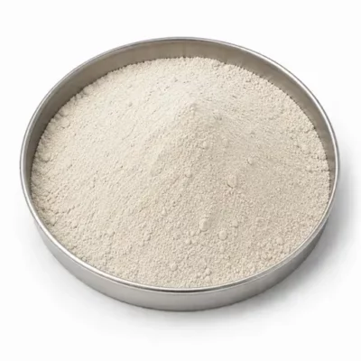 Tile adhesive and ceramic raw mix in a stainless steel sample dish