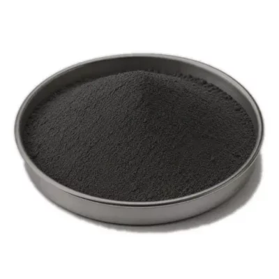 Ferrite and magnetic powder material in a shallow stainless steel sample dish