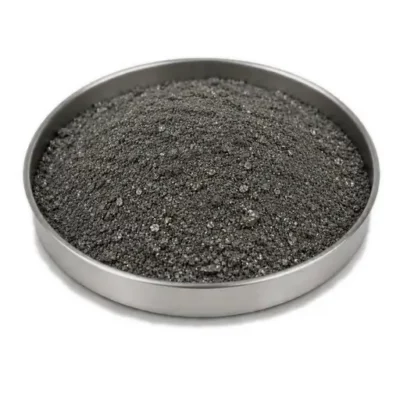 Recovered electronic material stream in a shallow stainless steel sample dish