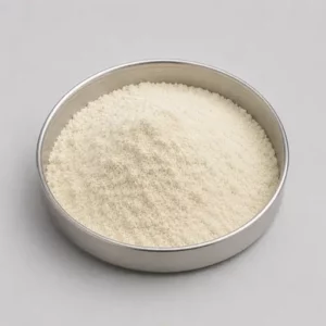 Fine flour or starch powder in a stainless steel sample dish