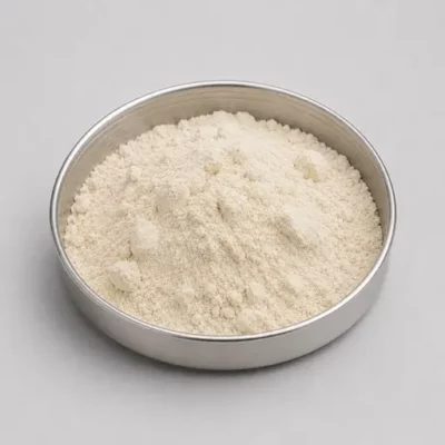 Hydrocolloid, gum, and functional fiber powder in a stainless steel sample dish