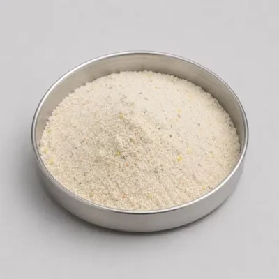 Fortified premix and dry blend in a stainless steel sample dish