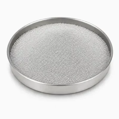 Aluminum and magnesium alloy powder in a stainless steel sample dish