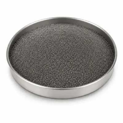 Iron and low-alloy steel powder in a stainless steel sample dish