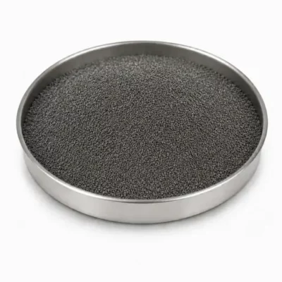 Refractory metal powder in a stainless steel sample dish