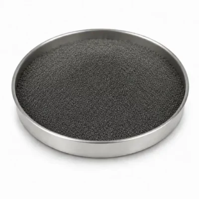Tool steel and maraging steel powder in a stainless steel sample dish