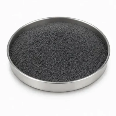 Tungsten carbide and hardmetal feedstock in a stainless steel sample dish