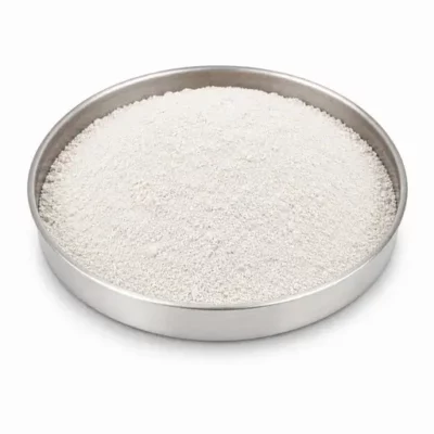 Silica sand and fine quartz powder in a stainless steel sample dish