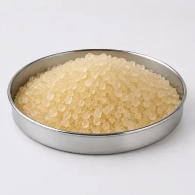 High-performance and reactive polymer material in a stainless steel sample dish