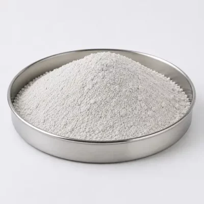 Mineral filler powder for plastics compounding in a stainless steel sample dish