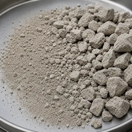 Granules surrounded by fragments and fines.