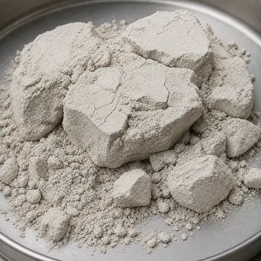 Cracked powder cakes surrounded by loose material.
