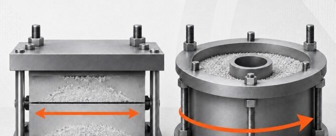 Jenike shear cell vs ring shear tester comparison diagram for hopper design decisions