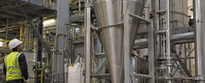 Industrial cyclone separator used for cyclone cut size classification of powder fines