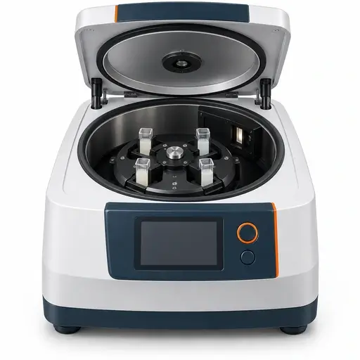 Analytical centrifuge with rotor and sample cells for accelerated suspension separation