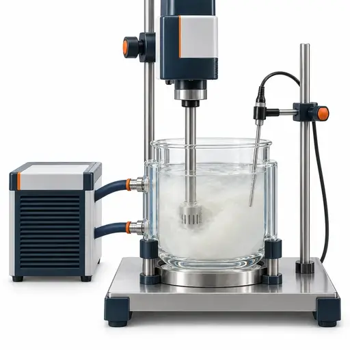 Laboratory dispersion mixer and sample vessel for controlled powder deagglomeration