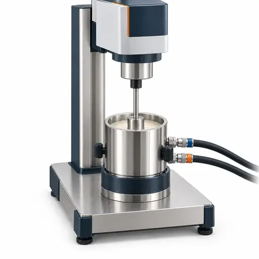 Rotational rheometer with measurement head and suspension sample cup
