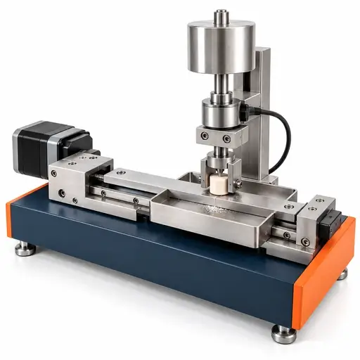 Controlled abrasion fixture with a held pellet sliding against a replaceable counterface