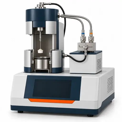 Dynamic vapor sorption instrument with a suspended sample pan and retractable humidity-controlled chamber