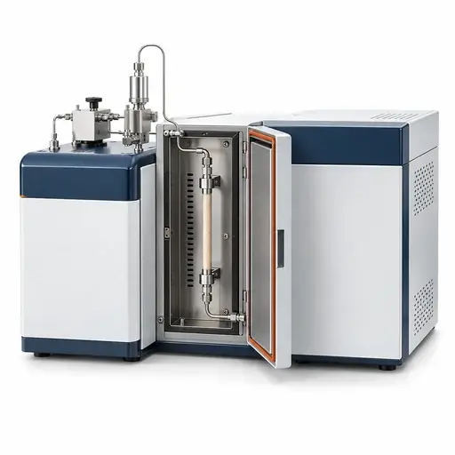 Inverse gas chromatograph with a powder-packed column and controlled vapor-probe connections
