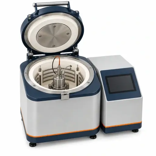 Adiabatic calorimeter with a sealed sample vessel inside an insulated chamber