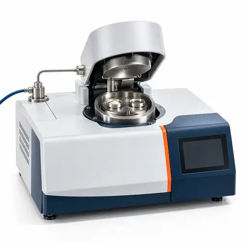 Differential scanning calorimeter with an open loading cover and paired sample and reference pans