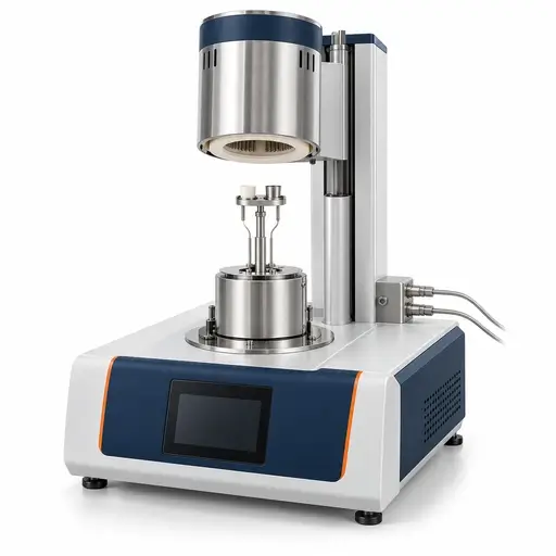 Simultaneous thermal analyzer with a raised furnace and paired crucibles on a balance-linked thermal sensor